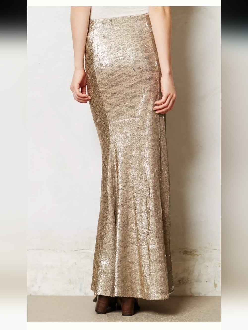 Line & Dot Goldie Silver Sequin Mermaid Tulip Maxi Skirt size Medium - Picture 15 of 16
